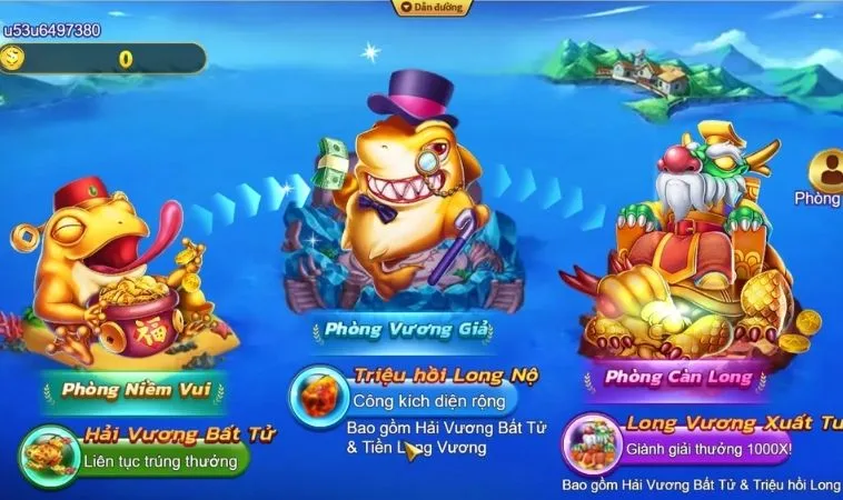 Các phòng chơi trong game Bắn Cá Royal Fishing Tại Alo88