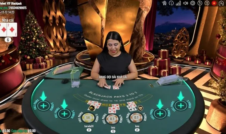 Giao diện chơi Blackjack Tại Alo88 cùng dealer chia bài chuyên nghiệp